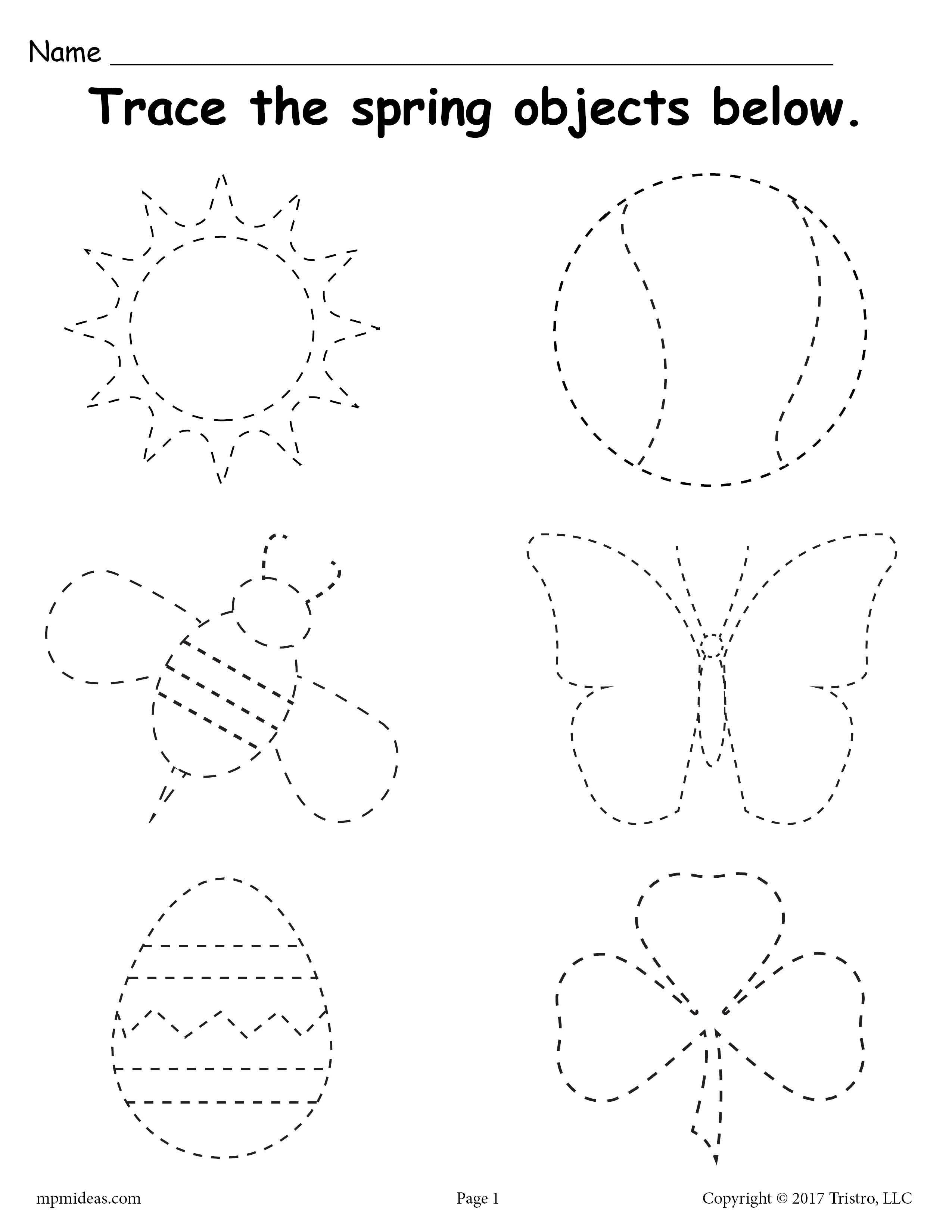 spring tracing worksheets