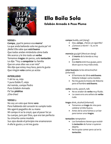 letras de peso pluma ella baila sola