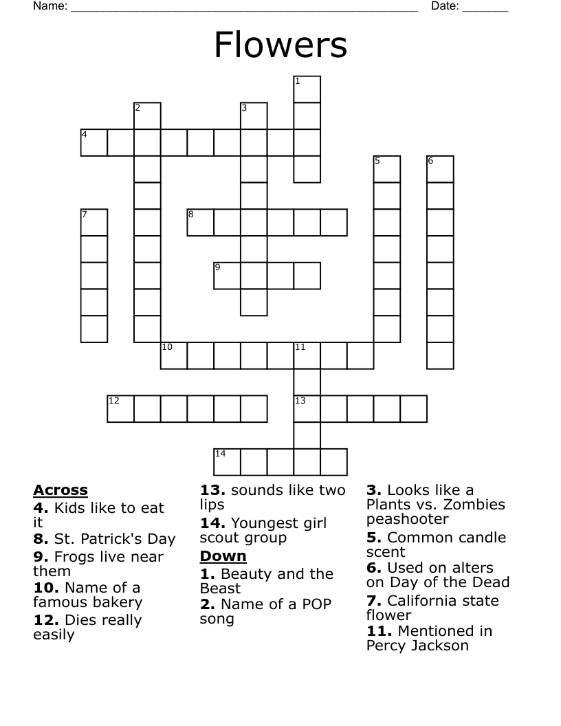 a small flower crossword