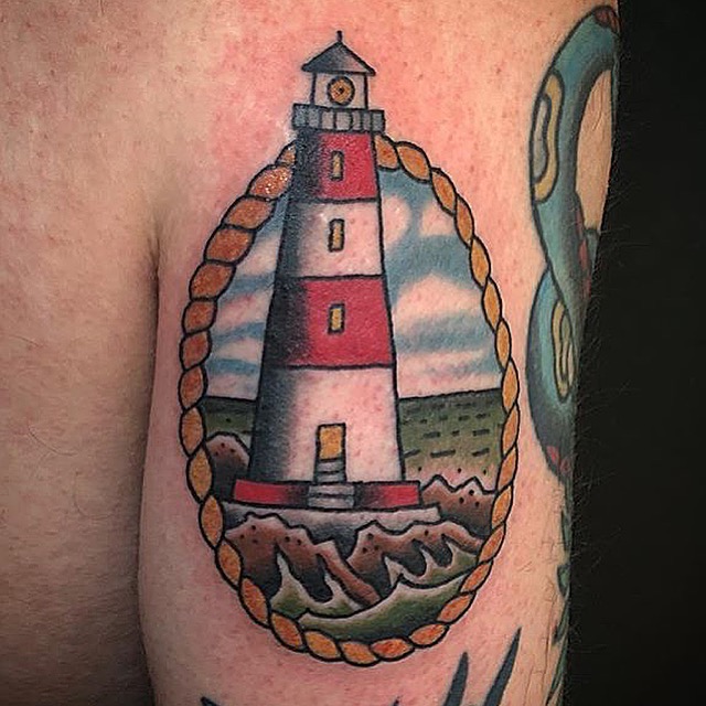 traditional lighthouse tattoo