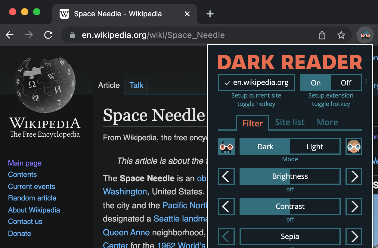 dark reader for opera