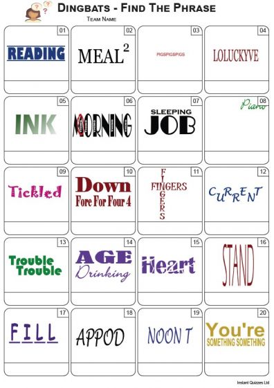 dingbats quiz answers