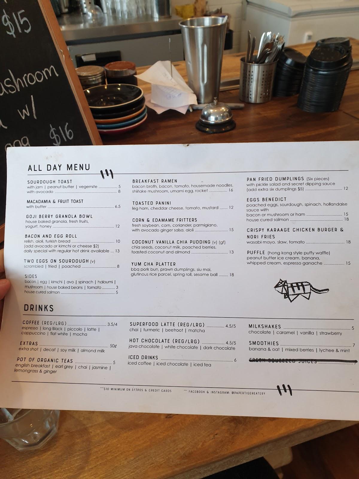 paper tiger adelaide menu