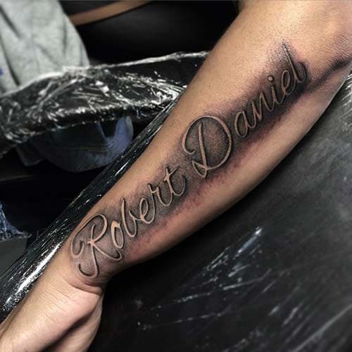 inside forearm name tattoos