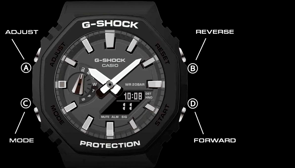 g shock how to change time