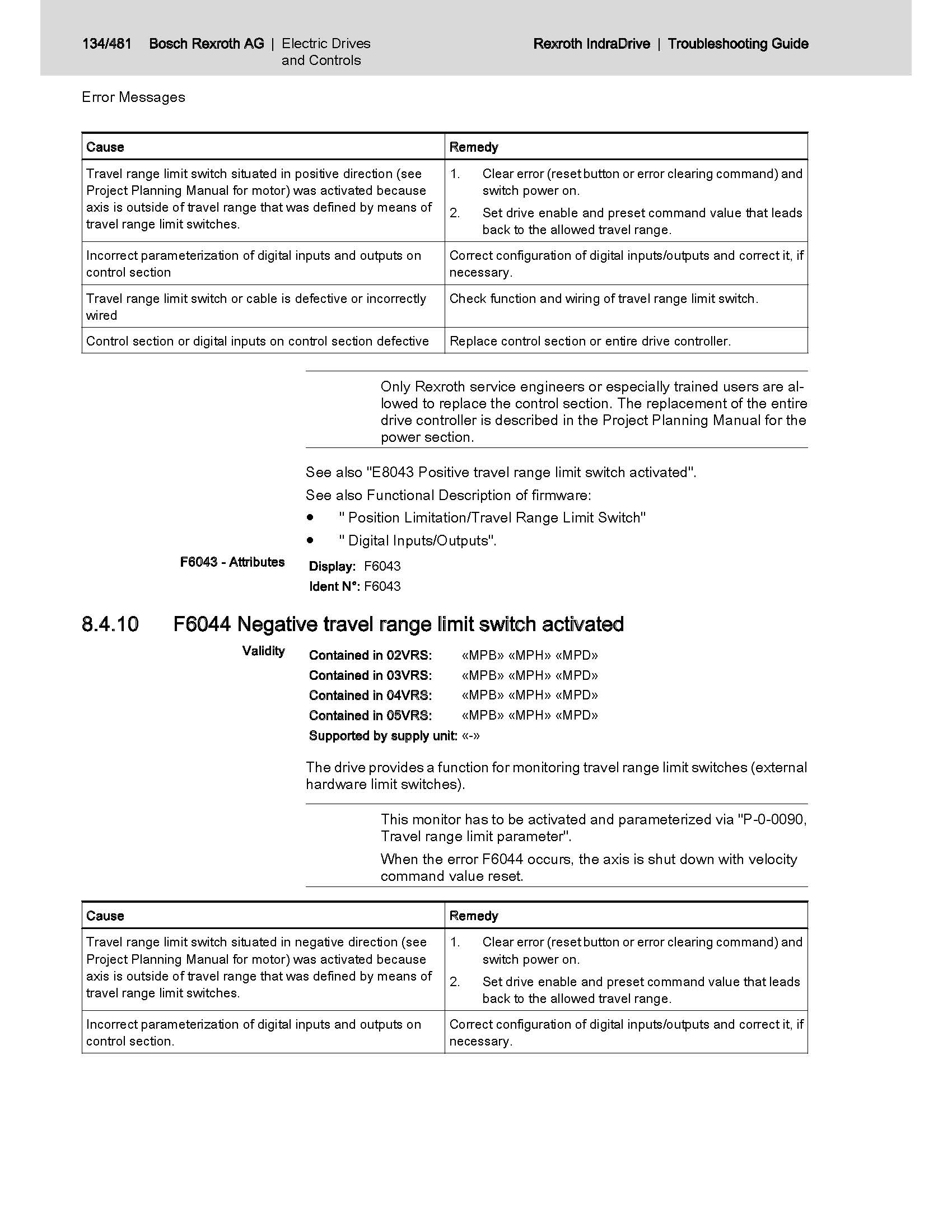 rexroth indradrive error codes