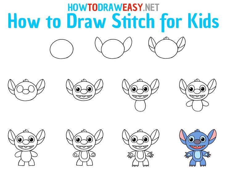 stitch drawing step by step