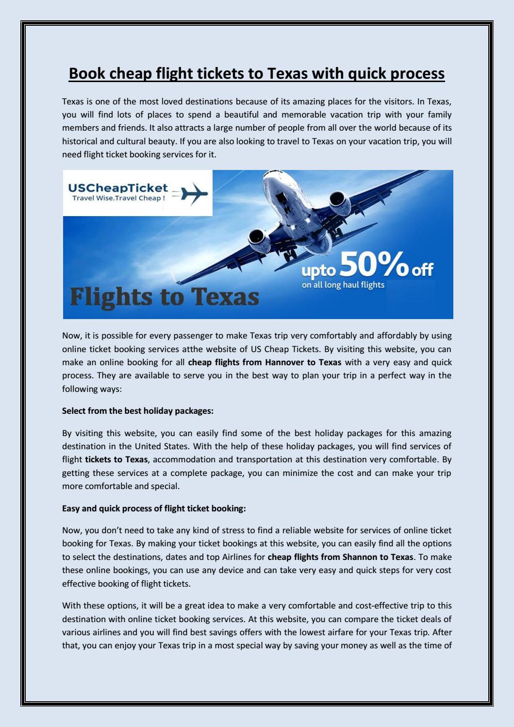 cheap flight tickets to texas