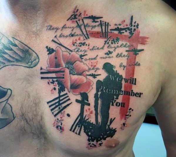 soldier chest tattoo