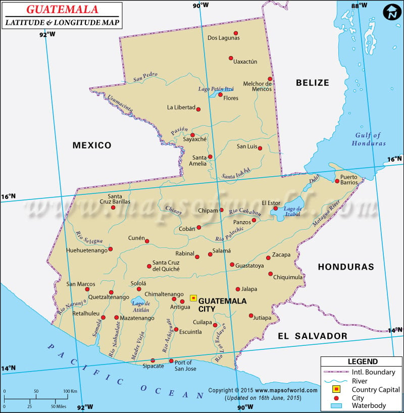 coordenadas geograficas de guatemala latitud y longitud