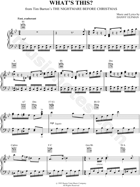 piano sheet music nightmare before christmas