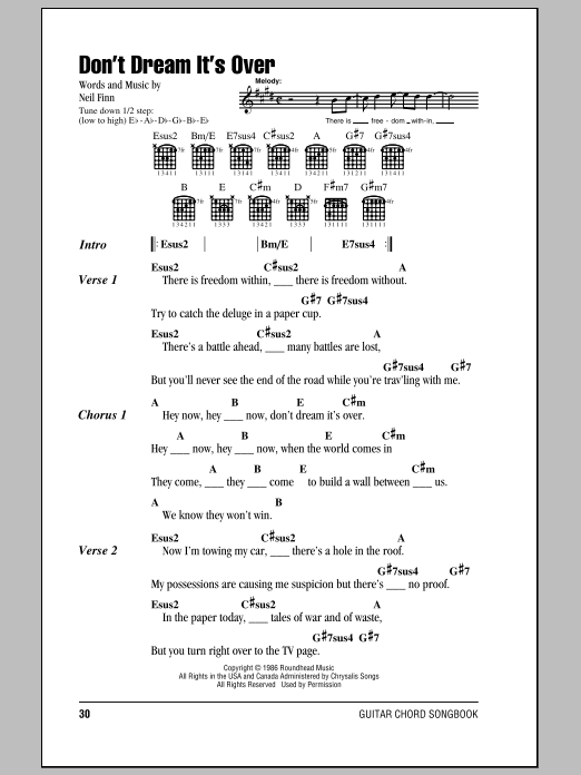 hey now chords crowded house