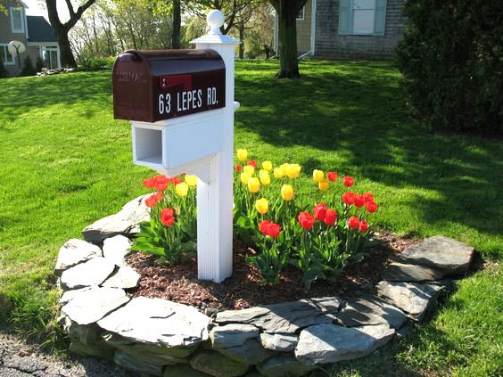 rocks around mailbox ideas