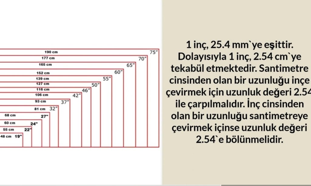 25 cm kaç inç