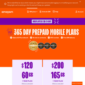 amaysim 365 day prepaid mobile plans