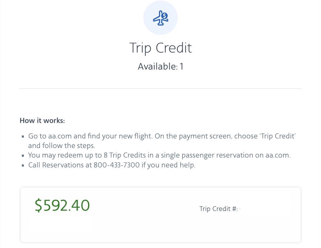 american airlines trip credits