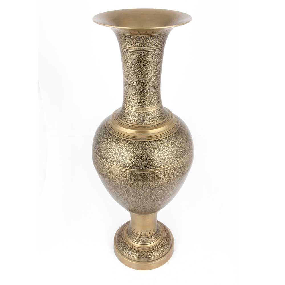 antique brass flower vase