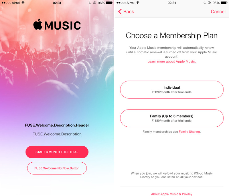 apple music log in