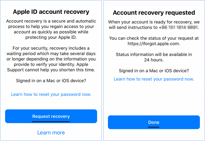 apple recovery account