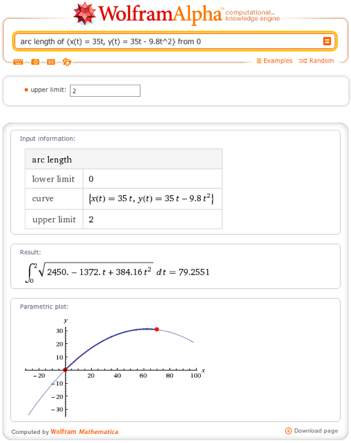 arc length mathematica