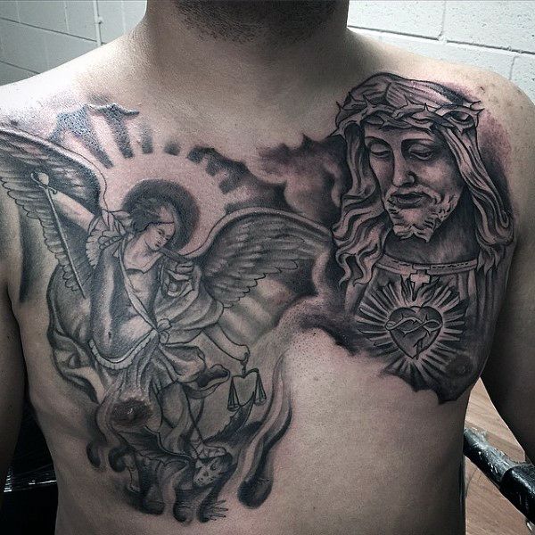 archangel michael chest tattoo