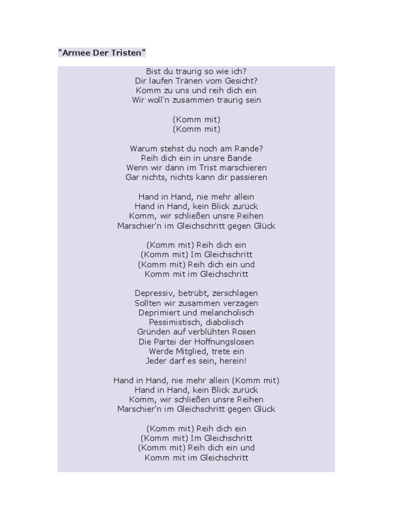 armee der tristen lyrics