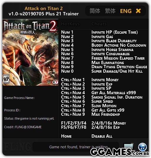 attack on titan final battle trainer