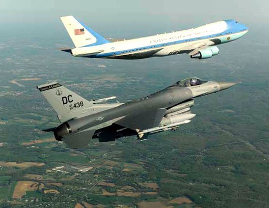 air force one fighter jet escort