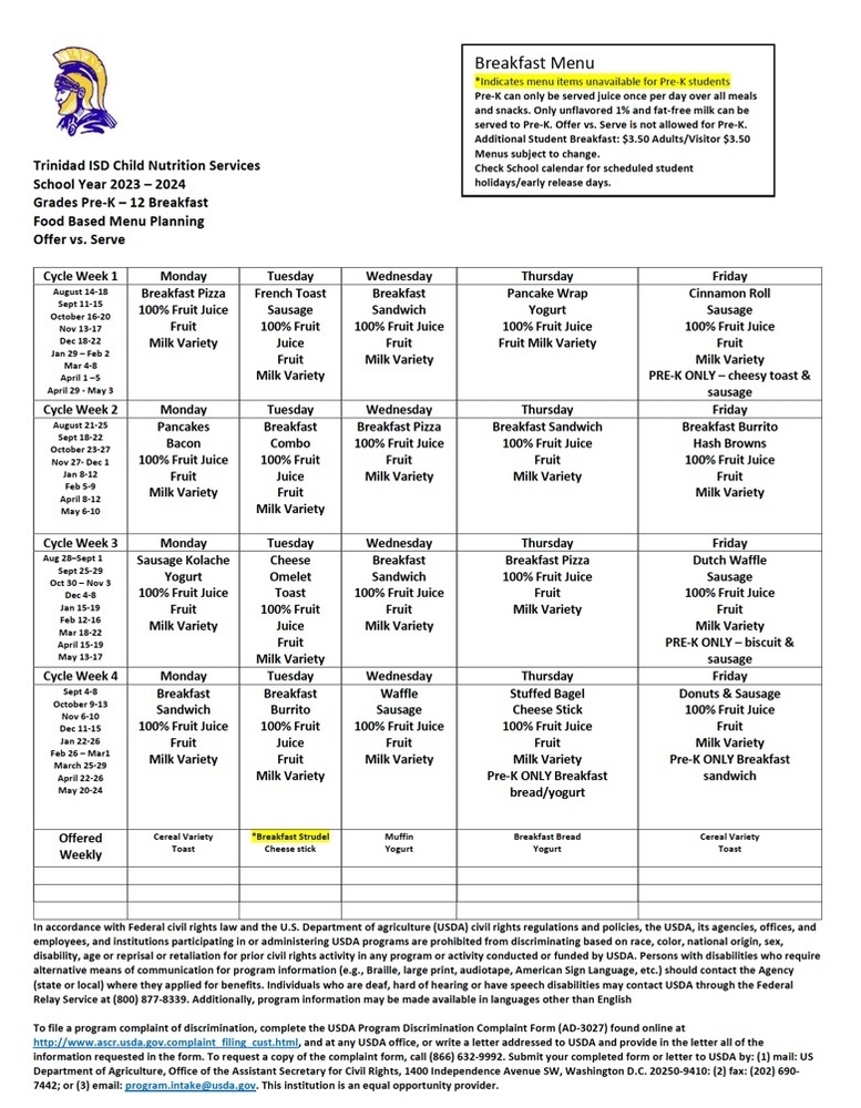 forney isd lunch menu