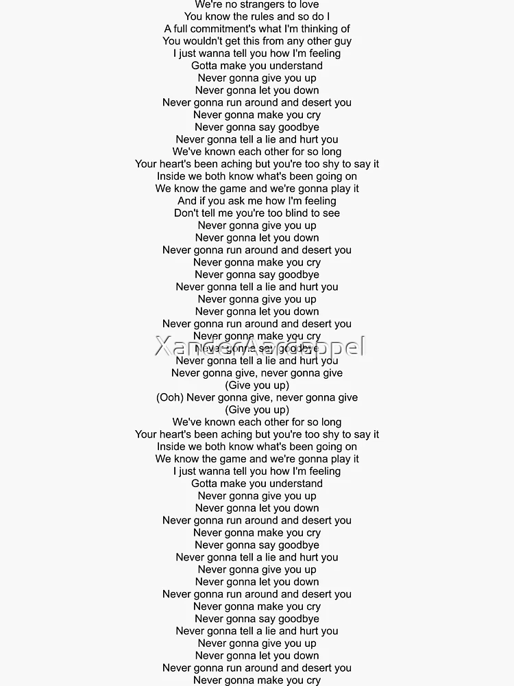 never gonna up lyrics