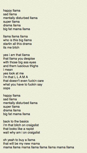 happy llama sad llama lyrics