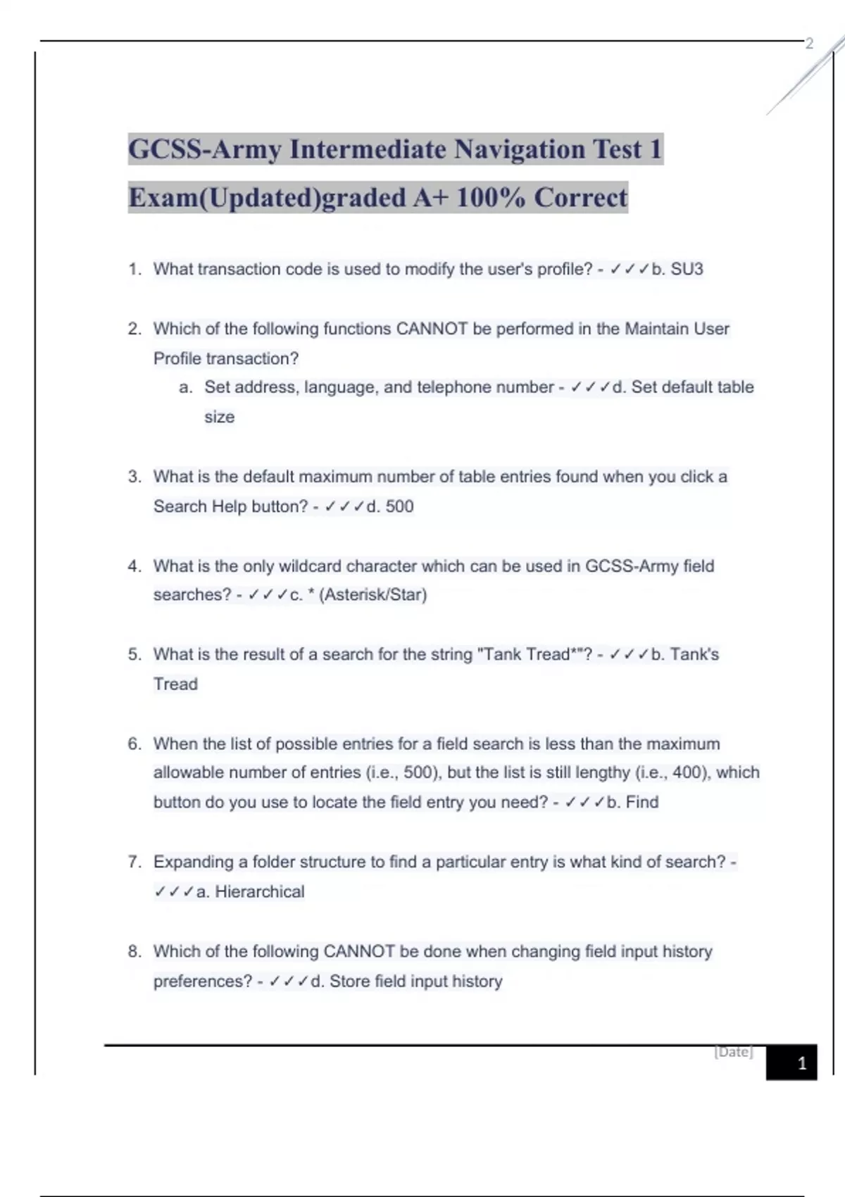 gcss army intermediate navigation test 2