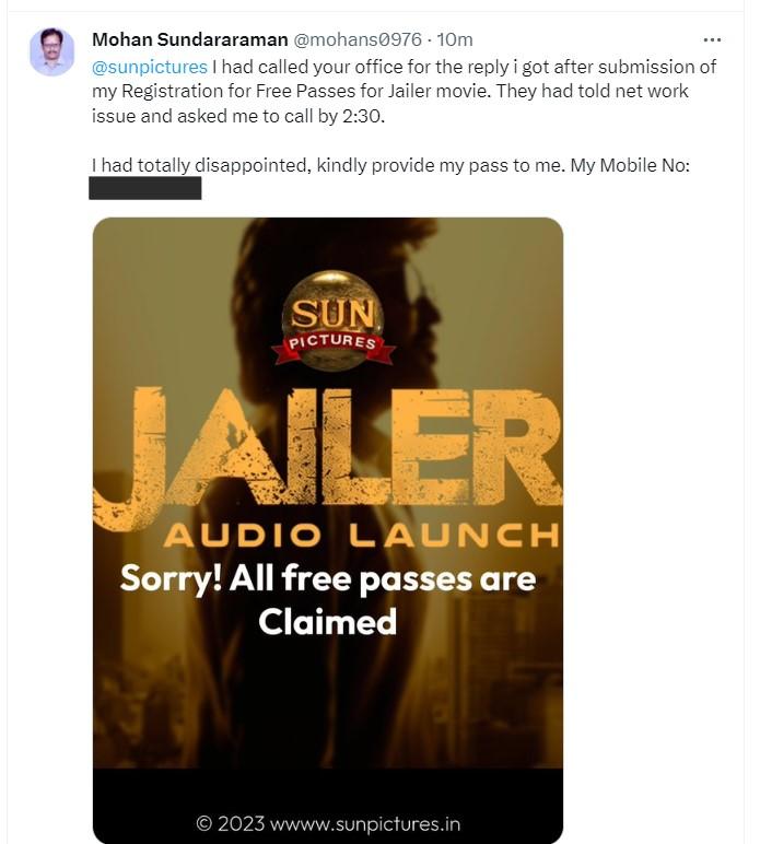 jailer audio launch pass