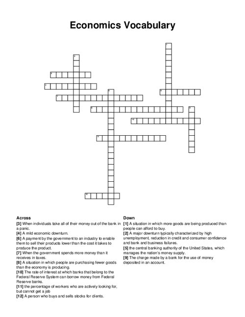 falling tendencies of economic data crossword