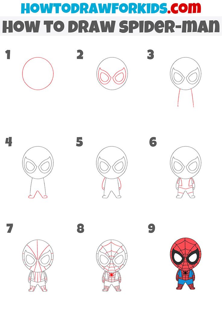 spiderman drawing step by step