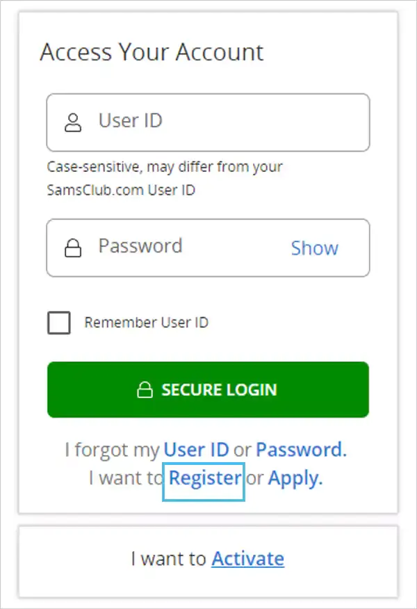 samsclub credit card login