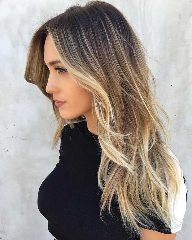 balayage layered hair