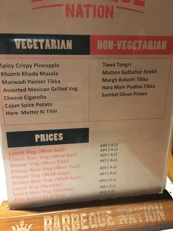 barbeque nation jaipur menu