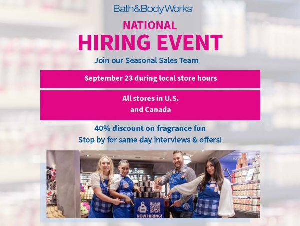 bath and body works hiring