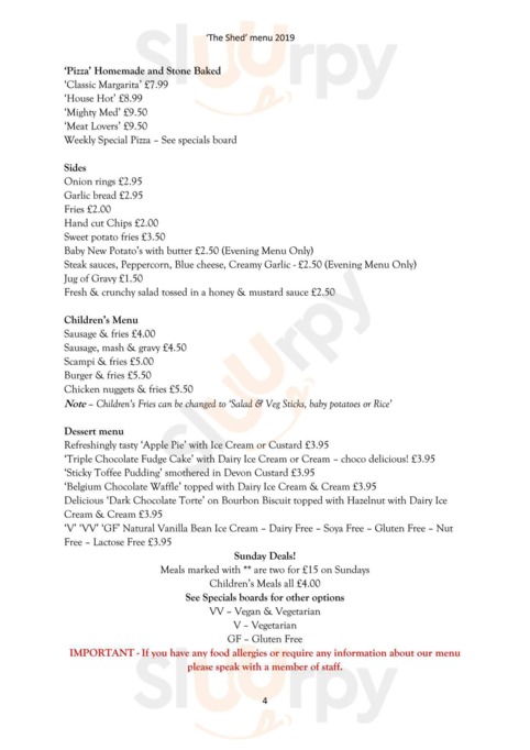 the shed maybank menu