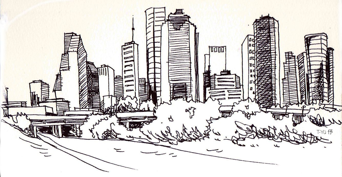 lean houston skyline drawing