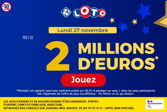 résultats du loto du lundi 27 novembre 2023