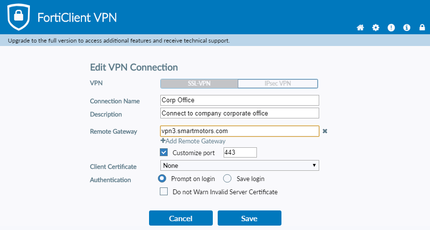 forticlient ssl vpn