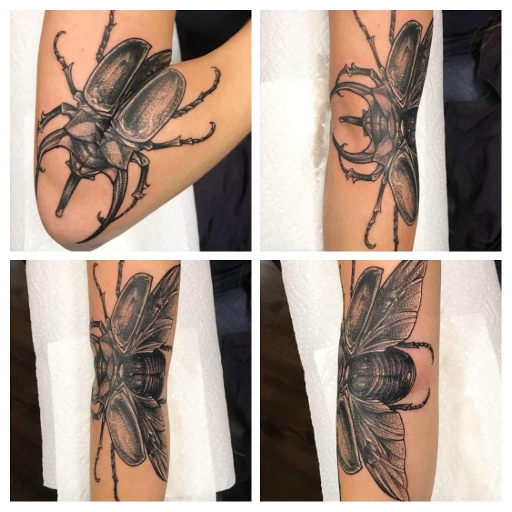 beetle tattoo elbow