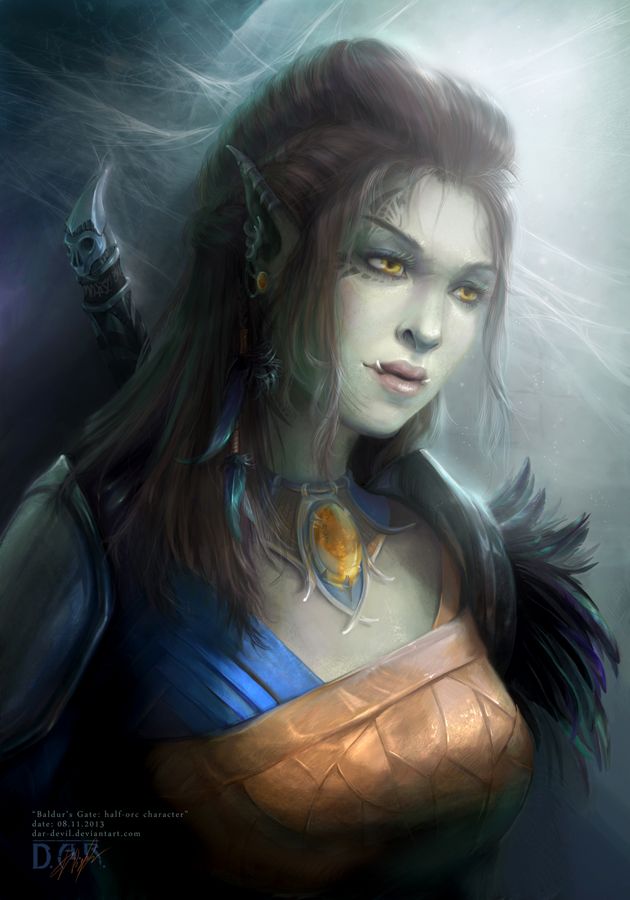 beautiful half orc female art