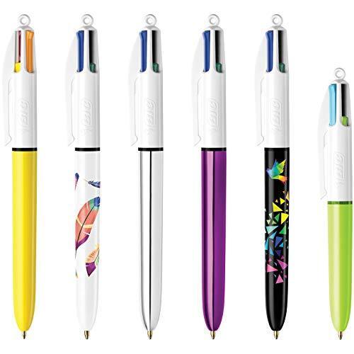 bic 4 colours ball pens purple pen holder of 6