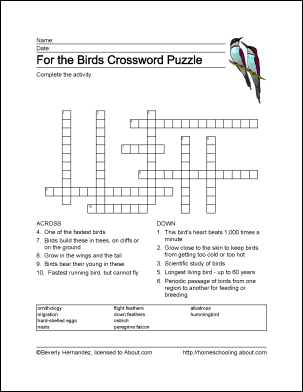 bird crossword puzzle clue