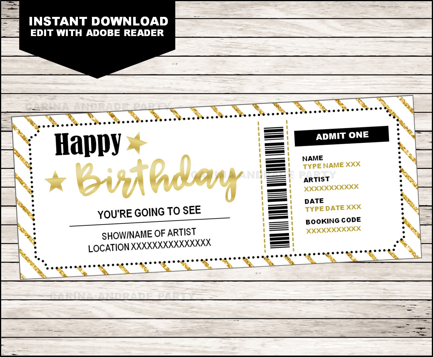 birthday concert ticket template free