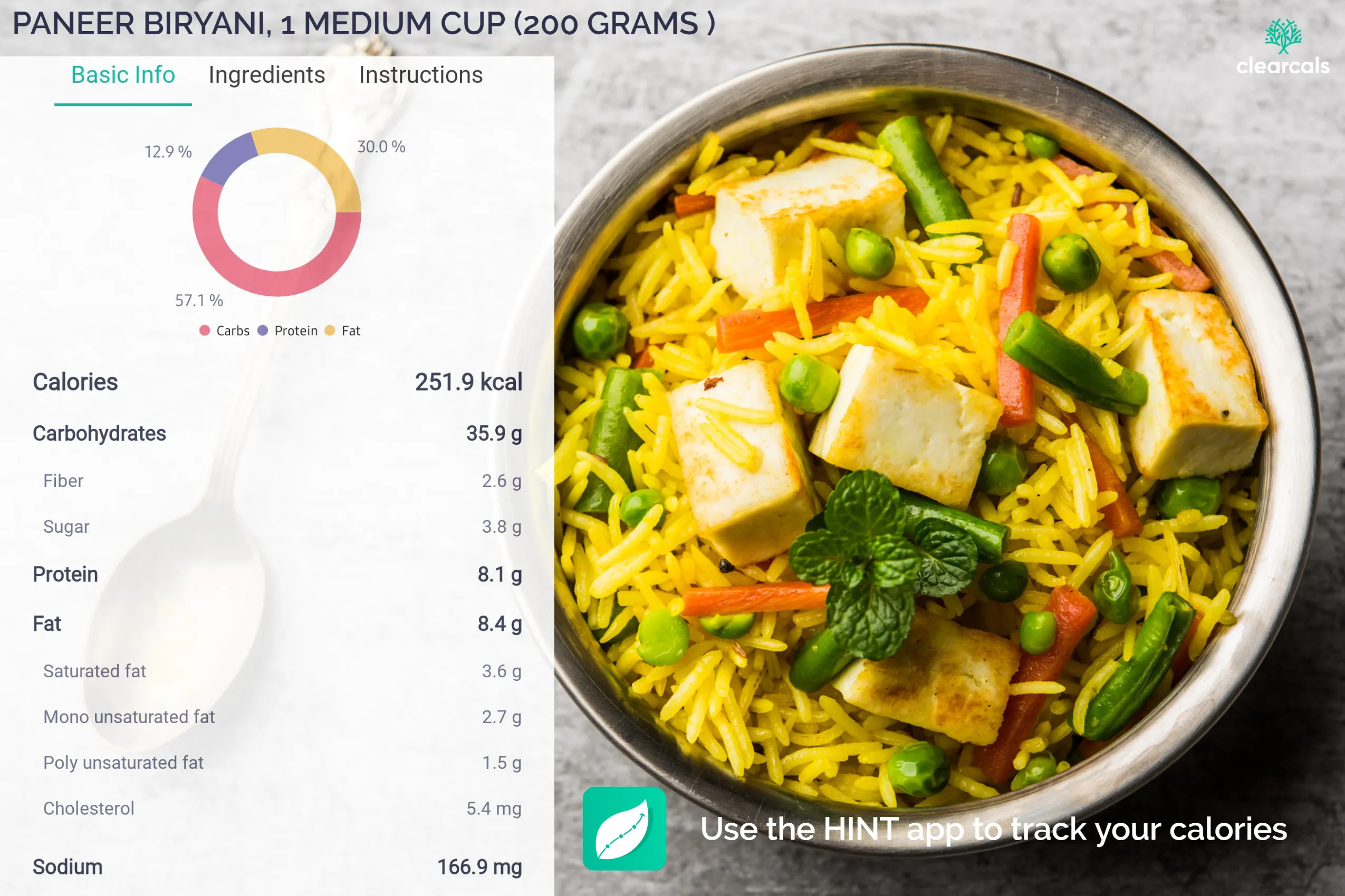 biryani calories 100g