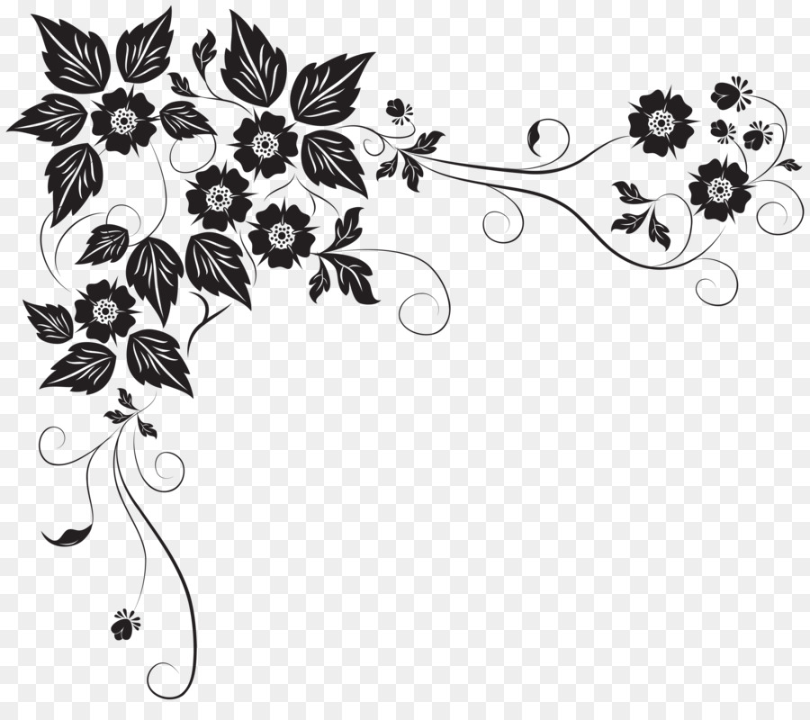 black and white flower png